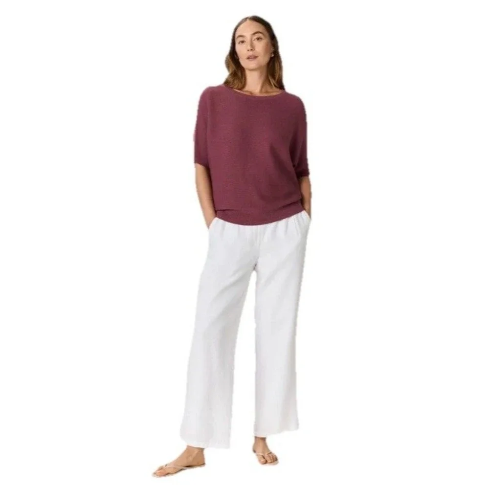 VGUC Quince Cotton Cashmere Link-Stitch Dolman Sweater Crushed Berry Purple S - Picture 2 of 10